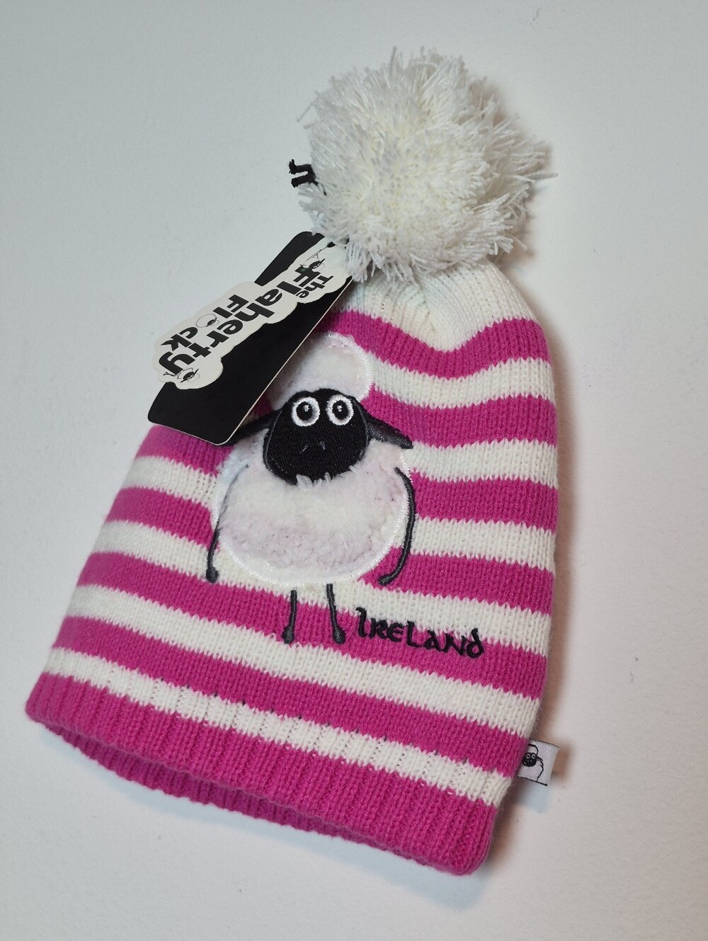 Traditional Craft Ireland "The Flaherty Flock" Girl's Sheep Pom Hat NWT